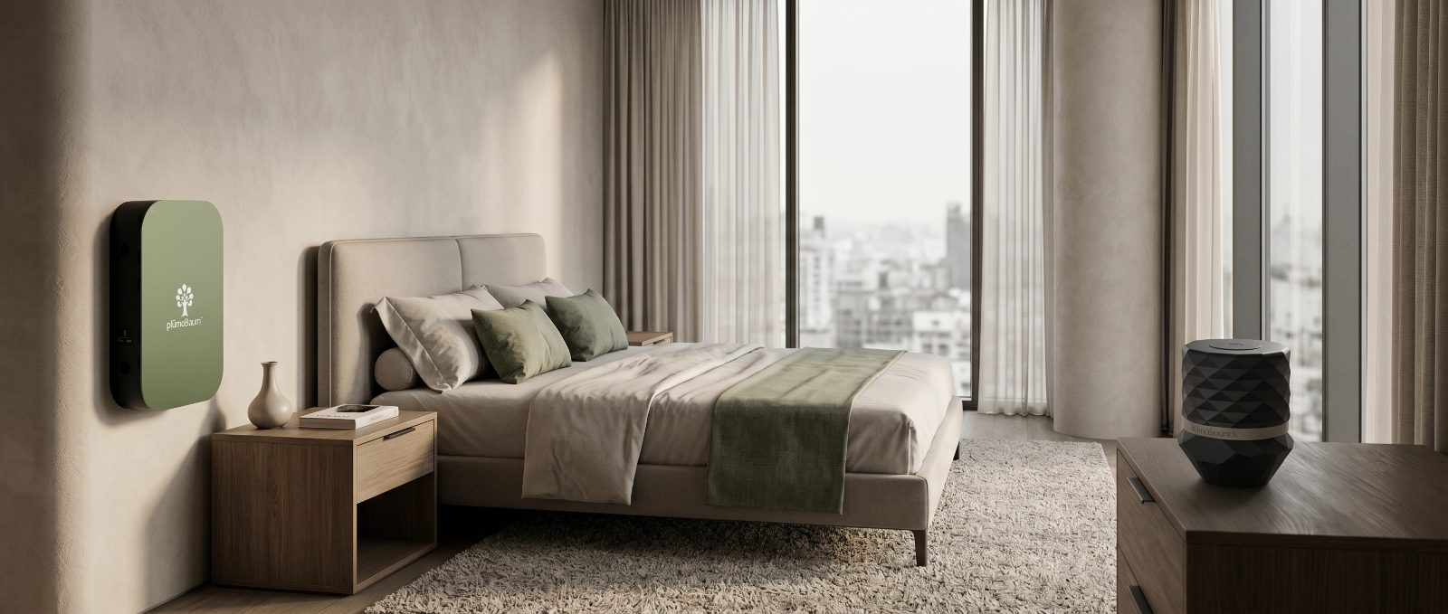 Schlafzimmer mit plümoBaum und plümoSound